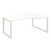 Pracovný stôl UNI O, ergo, ľavý, 180x75,5x120 cm, biela/biela