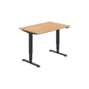 Pracovný stôl RUN, PO, 3S, 120x64,5-130,5x80 cm, dub/čierna