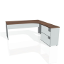 Pracovný stôl Gate, ergo, ľavý, 180x75,5x200 cm, orech/sivá