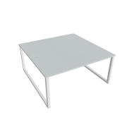 Pracovný stôl UNI O, 160x75,5x160 cm, sivá/biela