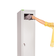 Skriňa na zber pracovného oblečenia, uzamykateľná, v.182 x š.38 x h.45cm, RAL7035 sivá