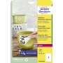 Etikety polyesterové veľmi odolné 210x297mm Avery A4 biele odnímateľné 20 hárkov