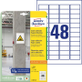 Etikety univerzálne 45,7x21,2mm Avery A4, silne lepivé 20 hárkov