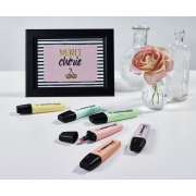 Sada zvýrazňovačov STABILO BOSS ORIGINAL Pastel 4S Pastelová oranžová, svieža modrá, fuchsiová, šedá