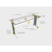 Pracovný stôl Cross, ergo, ľavý, 160x75,5x120 cm, agát/kov