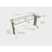 Pracovný stôl Cross, ergo, pravý, 160x75,5x120 cm, jelša/kov