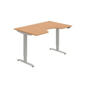 Pracovný stôl Motion Ergo, PO, 2S, 140x70,5-120,5x90 cm, buk/sivá