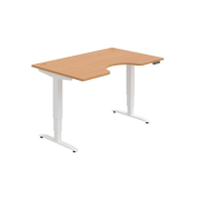 Pracovný stôl Motion Ergo, PO, 3S, 140x61-128x90 cm, buk/biely