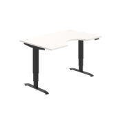 Pracovný stôl Motion Ergo, PO, 3S, 140x61-128x90 cm, biela/čierna