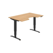 Pracovný stôl Motion Ergo, PO, 3S, 140x61-128x90 cm, dub/čierna