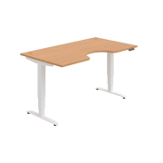 Pracovný stôl Motion Ergo, PO, 3S, 160x61-128x90 cm, buk/biely