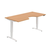 Pracovný stôl Motion Ergo, PO, 3S, 180x61-128x90 cm, buk/biely