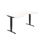 Pracovný stôl Motion Ergo, ZO, 3S, 160x61-128x90 cm, biela/čierna