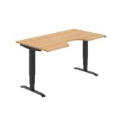 Pracovný stôl Motion Ergo, ZO, 3S, 160x61-128x90 cm, dub/čierna